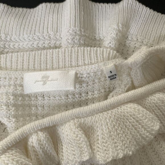 7 For All Mankind Size Small White Boho Crochet Ruffle‎ Cropped Tank Top - Picture 4 of 4